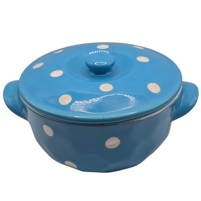 Maxwell & Williams Sprinkle Small Lidded Casserole Turquoise Blue 11cm Polka Dot
