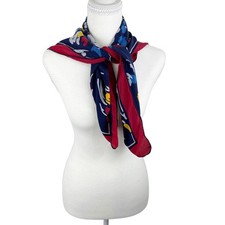 Vintage Silk Scarf Post Modern Floral Hand Rolled Hem 31" x 28" Women Accessory