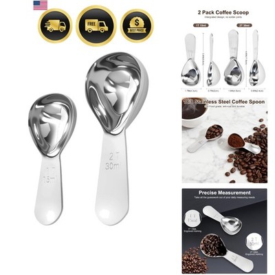 Coffee Scoops Stainless Steel Set of 2 Measuring Spoons for Coffee Tea Spices