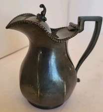 Antique Syrup Cream Quadruple Silver Middletown Plate Co unique design 5" Hinged