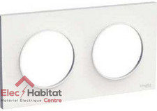 Plaque double Odace Style entraxe 71mm blanc Schneider S520704