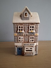 Village Pottery THE CROWN Public House Tea Light Holder Ceramic Gift 17.5cm New
