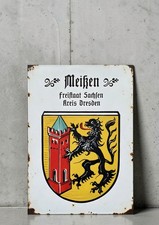 Mei&szlig;en Freistaat Sachsen Stadt Wappen Schild Vintage Retro Schild Alu Druck