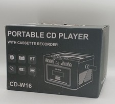 CD-W16 Portable CD Player with Cassette Recorder Bluetooth USB AUX TX Card