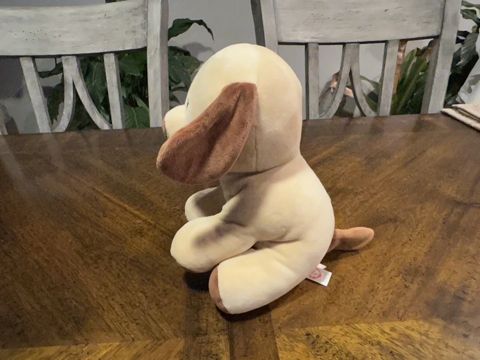 Baby Ty Velour Bumpkin Dog Plush Toy Soft Tan & Brown 6” 2017 Sewn Eyes - Image 2 of 4