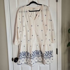 Madewell Jacquard Tunic Dress Blue White Floral Size XL