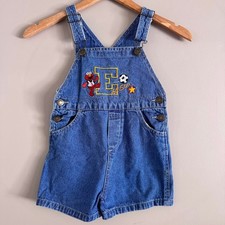 Vintage Sesame Street Elmo Soccer All Star Denim Blue Overall Shorts 4T
