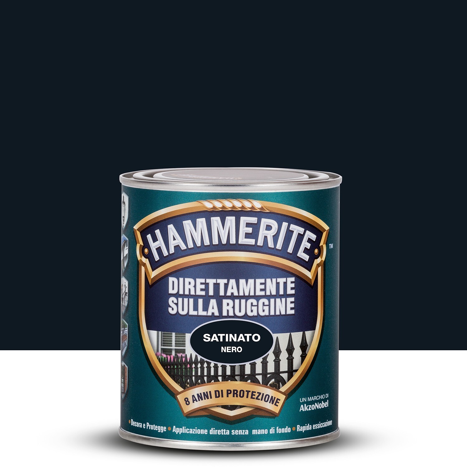 Smalto Direttamente sulla Ruggine HAMMERITE, Nero satinato (750 Ml)