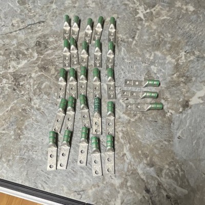 T&B #1  Crimp Copper Wire Connectors 2-Port Silver Green In-Line Lot