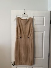 Ann Taylor Sleeveless Tan Plaid Sheath Dress size 4 brand new length 38" bust 32