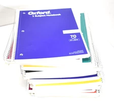 Lot of 24 Oxford 1-Subject Notebooks 8" x 10-1/2" Wide Rule 70 Sheets Assorted