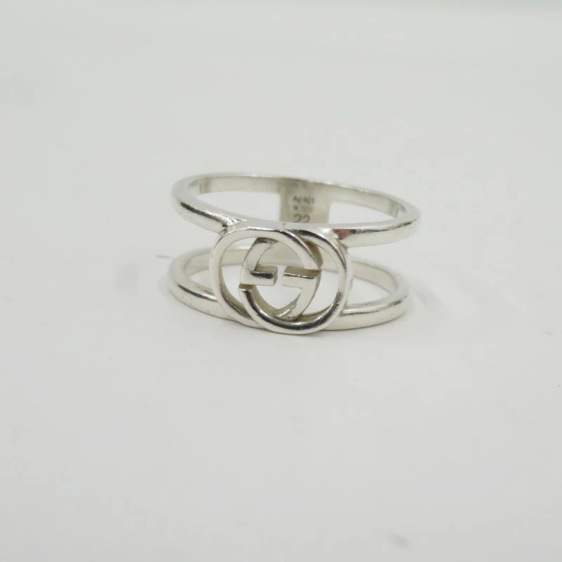 GUCCI Interlocking Wide Ring Ring Silver Size: 19… - image 2
