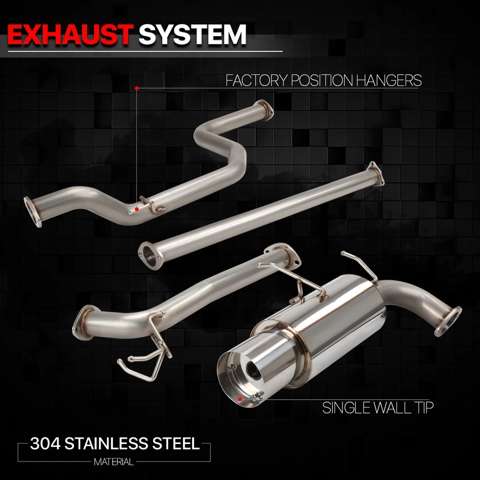 Stainless Steel Catback Exhaust System 4.5" Muffler Tip for 90-93 Acura Integra - Image 2 of 4