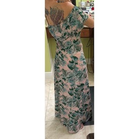 Nuon by Westside Pink tropical Medium Maxi tie waist off shoulder ruffle $199 