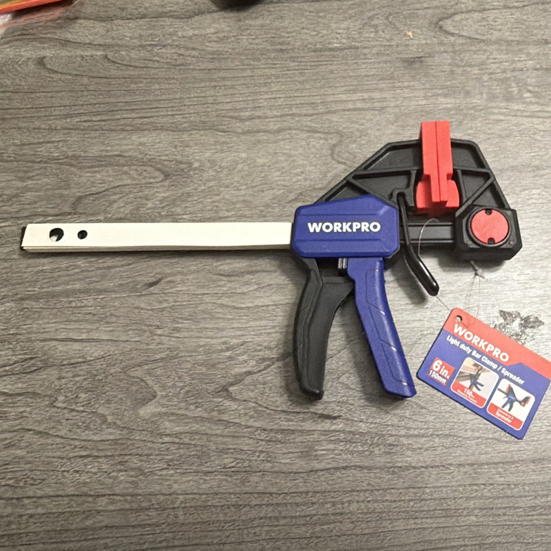 WORKPRO 6 in Light Duty Bar Clamp/Spreader, Plastic/Metal, Blue/Black/Red, 1pc