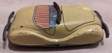 Vintage Tin Toy Car Japan 5516 Yellow Convertible Friction Works Weakly VTG