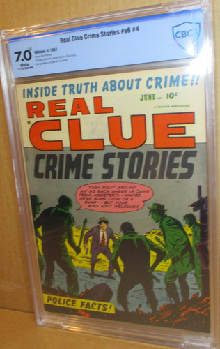 Real Clue Crime Stories V6 #4 CBCS 7.0✔ NONE CGC GRADED! 1951 Bums vs Mobster VF - Picture 2 of 8