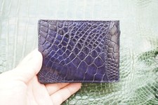 Dark Blue Money Clip Crocodile Skin Leather Bifold Men's Wallets Real D15
