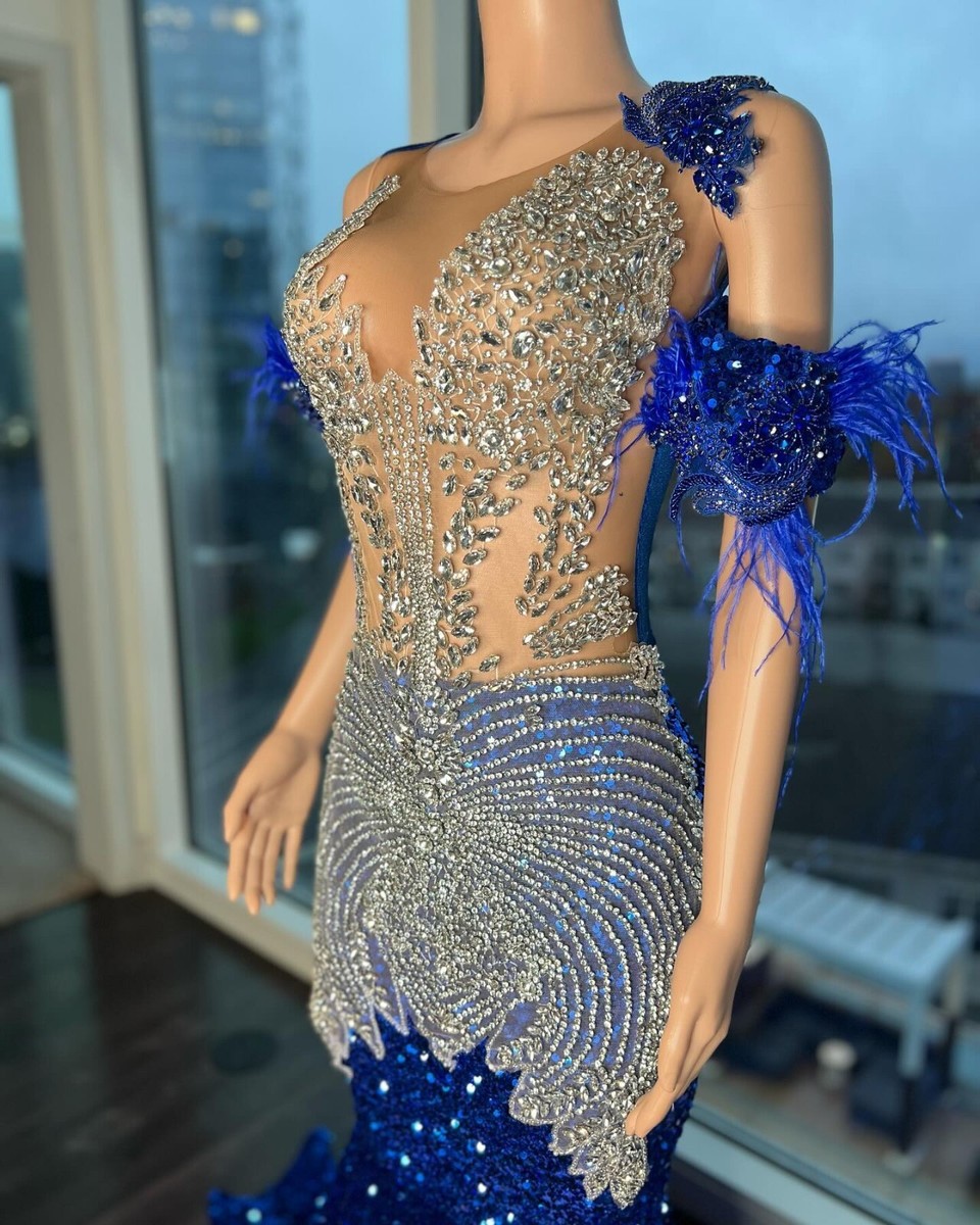 royal blue and gold mermaid dress Siva – Ypsilon Dresses main image 1