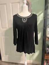 AB Studio Embelished Neckline Blouse, Size M