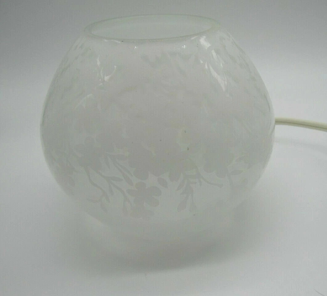 Ikea KNUBBIG Round Glass Small Table Lamp Cherry Blossoms White 5 x 5