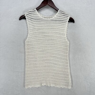 Aritzia Wilfred Tank Top Womens 2XS White Peek Crochet Minimal Coastal Beach