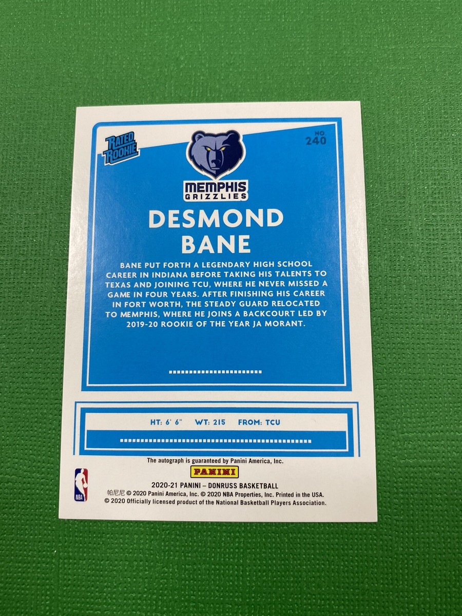 2020-21 Donruss Desmond Bane Rookie RC Auto Red Laser /49