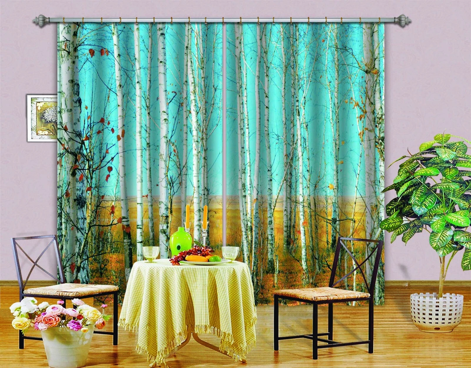 3D White Tree Trees ZHUB685 Photo Curtain Window Blockout Fabric Amy 2023