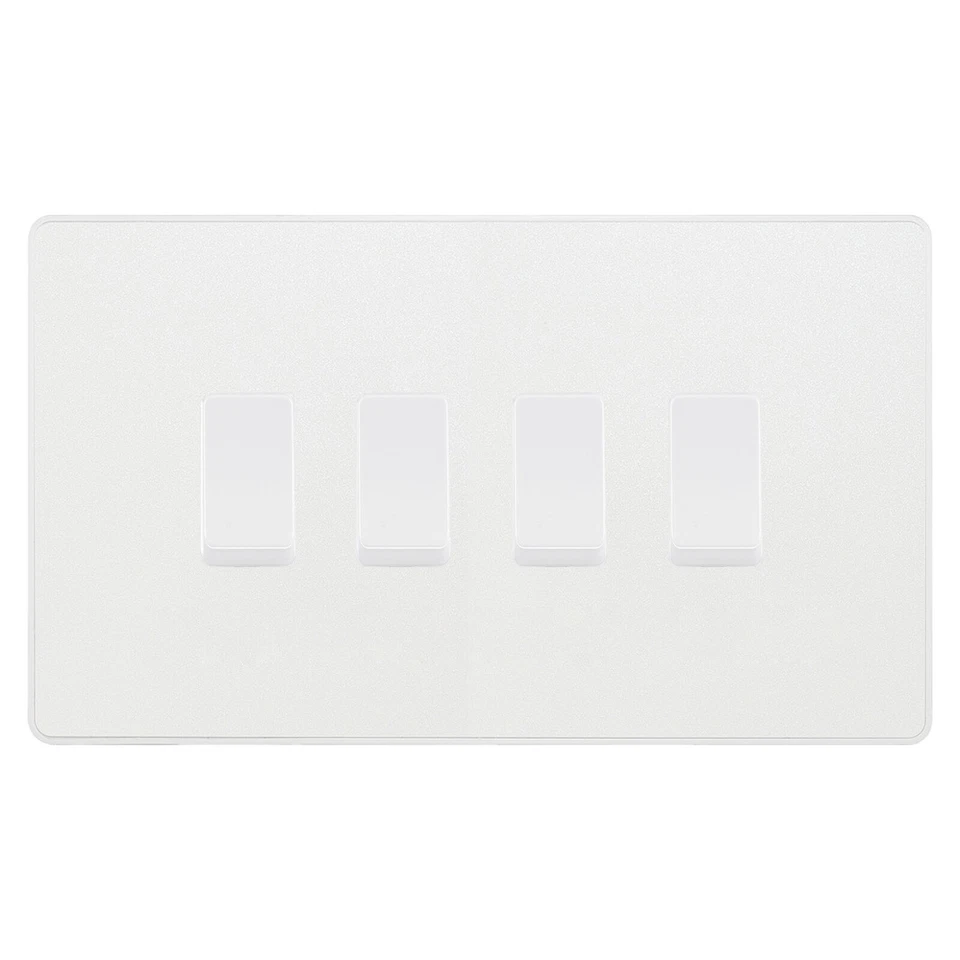 BG Evolve perlweiß 4 Gang maßgefertigter Gitter Lichtschalter Doppelformat