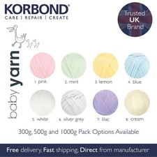 Korbond Baby Yarn DK Hypoallergenic - 300g, 500g, 1000g Pack Options