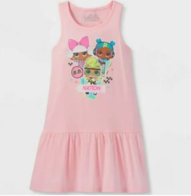 Girls' LOL Surprise A-Line Tank Top Dress - Pink L Girls' LOL Surprise A-Line Tank Top Dress - Pink L
