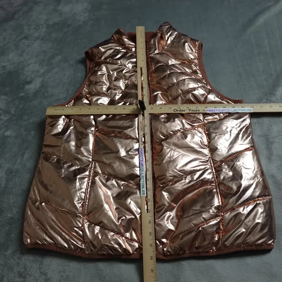 Xersion Puffer Vest Women's 0X Rose Gold Full Zip Metallic Sleeveless Casual - Image 4 of 4