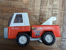 Vintage Buddy L Truck Orange /White  STP Stickers Incomplete