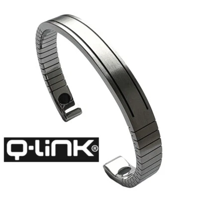 Q-Link Polished Stainless SRT-3 Bracelet-Well-Being, Personal Energy, Mens