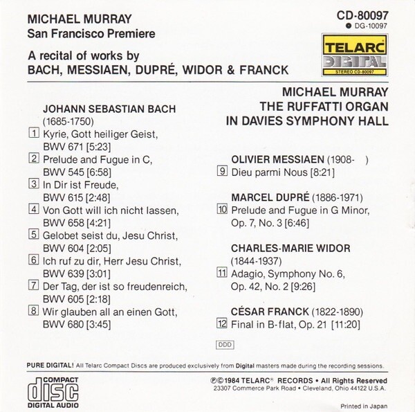 Michael Murray The Ruffatti Organ In Davies Symphony Hall New Sealed CD michael-murray-the-ruffatti-organ-in-davies-symphony-hall-new-sealed-cd