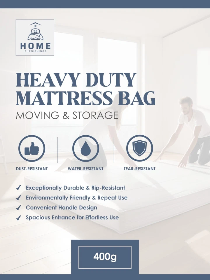 Heavy Duty Mattress Cover for Moving and Storage - 3FT/Double/King/6FT 400 Gauge - Image 2 of 4