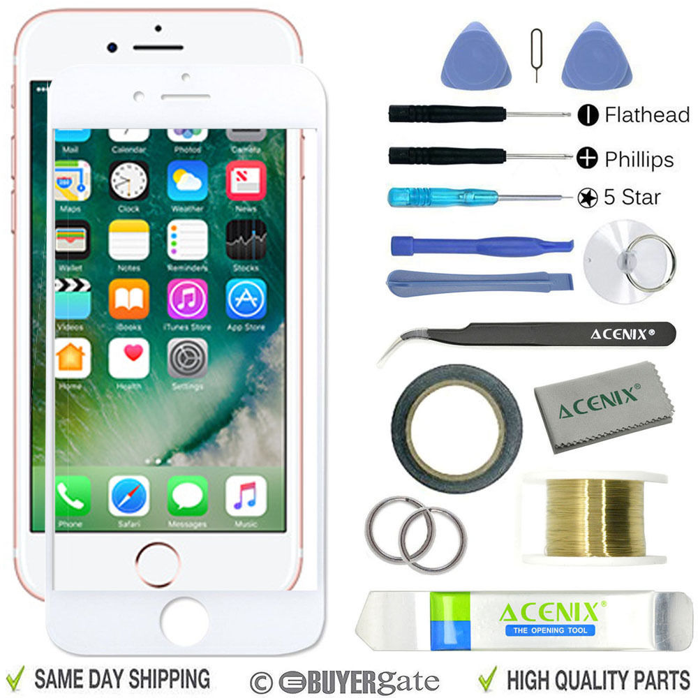 ACENIX® iPhone 8 White Outer Front Glass Screen Lens Replacement Repair Kit