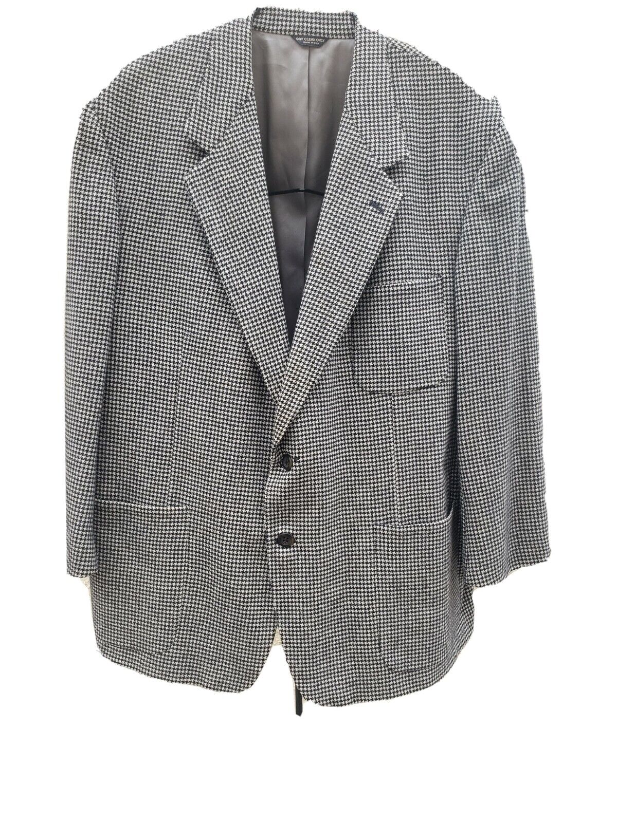 Vintage Coat Men 48 Houndstooth 100% Cashmere - image 1
