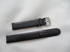 GENUINE leather calfskin black nickel lines made usa watch band strap 16 MM