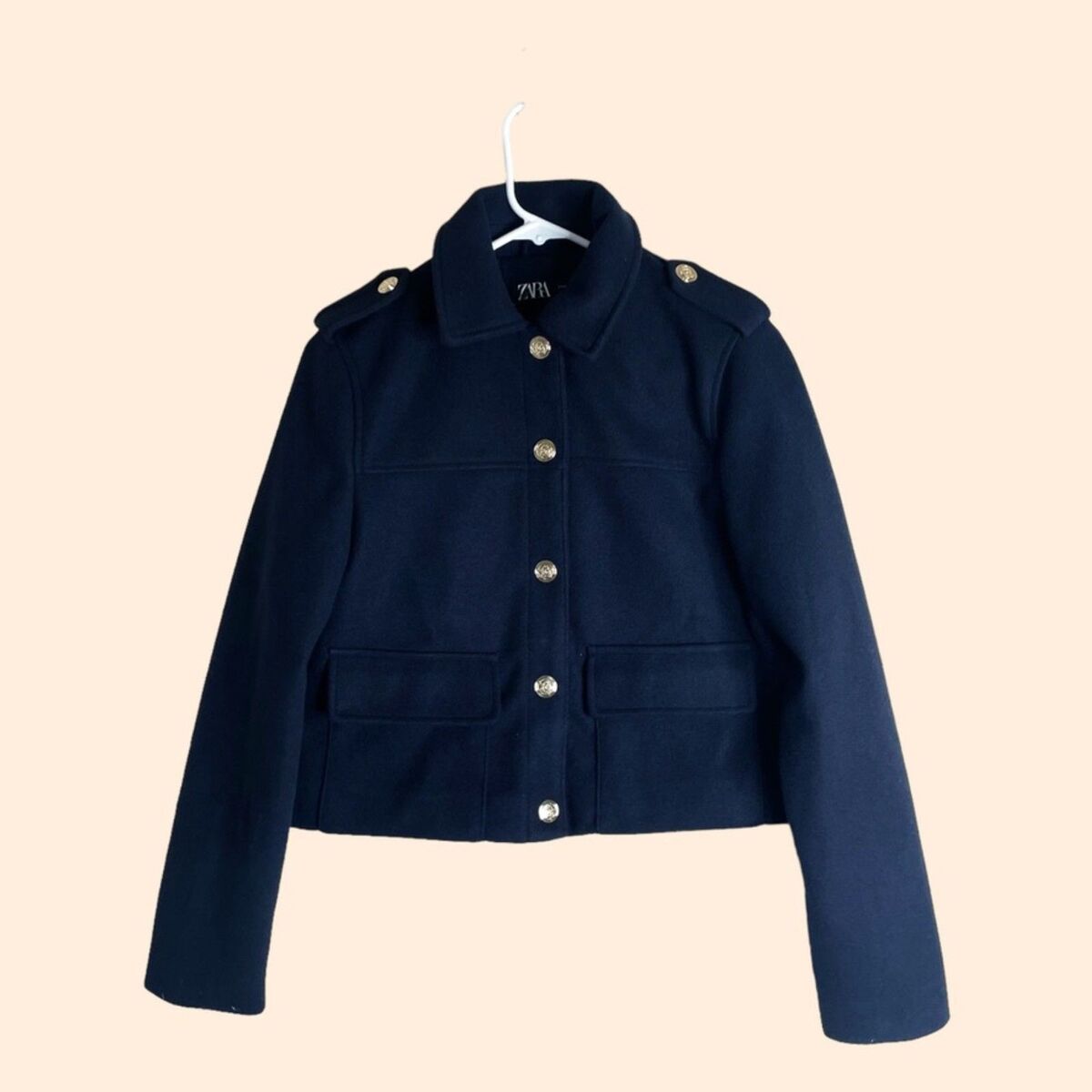 Zara Navy Button Soft Jacket | eBay Zara Navy Button Soft Jacket | eBay
