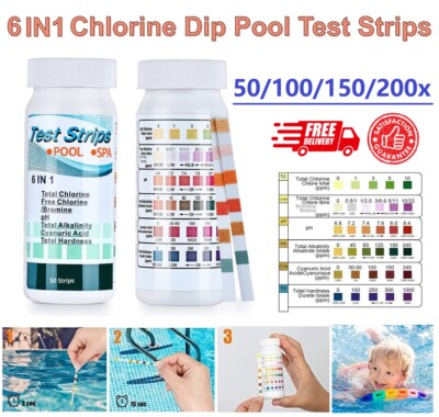 200PCS PH Tester Paper Chlorine Dip Test Strips Hot Tub SPA Swimming Pool Water