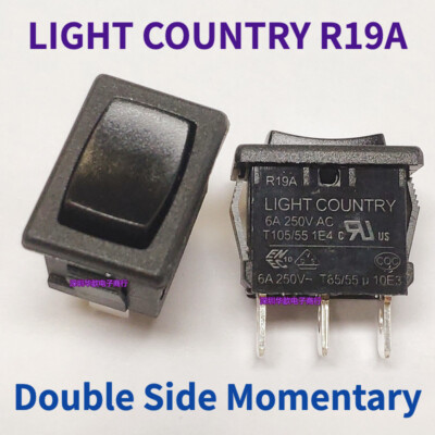 Light Country Black SPST Lit Red Mini Snap-In Rocker Switch, 6A 250VAC T85 R19A Light Country Black SPST Lit Red Mini Snap-In Rocker Switch, 6A 250VAC T85 R19A