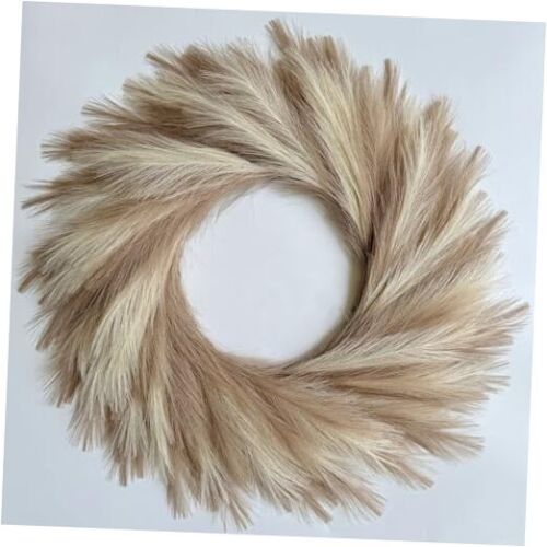 Pampas Grass Wreath, 27 inch Fall Wreath/Faux Pampas Wreath、Boho (Ivory&taupe)