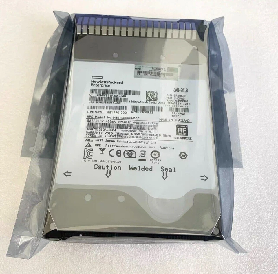 HPE 881785-B21 882400-001 12TB 7.2K 6Gb SATA 3.5" LFF SC 512e DS HDD Hard Drive - Image 2 of 4