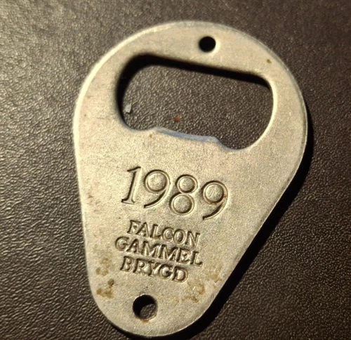 FALCON GAMMEL BRYGD 1989 - original stainless steel bottle opener - trinket