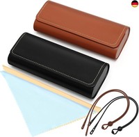 2 StüCk Brillenetui Hardcase Aus Pu Leder Mit Brillenkordeln Und