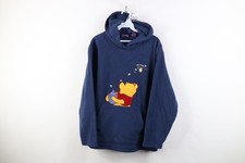 Vintage 90s Disney Womens Large Winnie the Pooh Fleece Hoodie Sweatshirt Blue