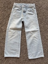 Old Navy Girl s High-Rise Baggy Wide Leg Size 8 Light Wash Destroyed