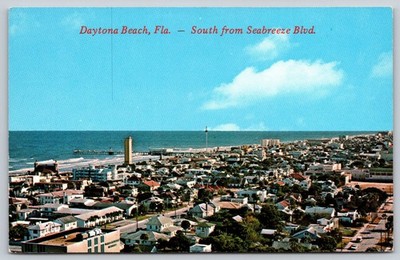 Vintage Daytona Beach Florida Postcard South from Seabreeze Blvd AA151