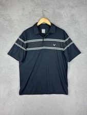 Callaway Polo Shirt Mens Medium Black Opti-Dri Golf Performance Striped Stretch